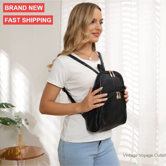 PU Leather Backpack Purse Adjustable Strap Casual Shoulder Bag Women